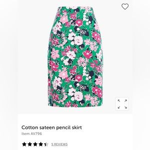 J.Crew Sateen Pencil Skirt Size 6